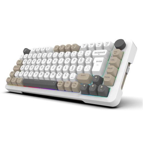 INCA IKG-455 EMPOUSA GASKET HOT SWAP POSH TRİ-MODE MAKRO RGB MEKANIK GAMING KLAVYE-BEYAZ kablosuz ve kablolu kulanma özl